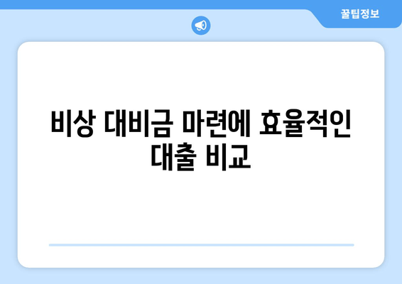 비상 대비금 마련에 효율적인 대출 비교