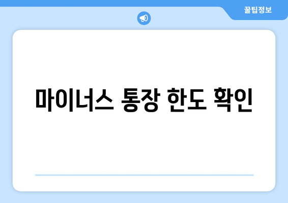 마이너스 통장 한도 확인