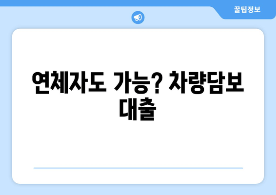 연체자도 가능? 차량담보 대출