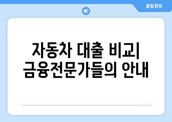 자동차 대출 비교| 금융전문가들의 안내