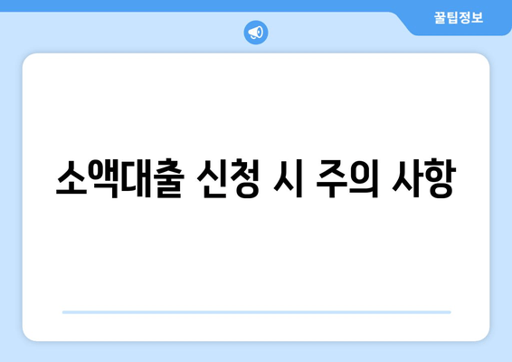 소액대출 신청 시 주의 사항