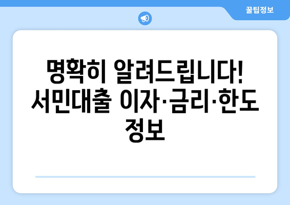 명확히 알려드립니다! 서민대출 이자·금리·한도 정보