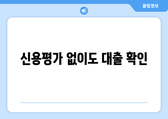 신용평가 없이도 대출 확인