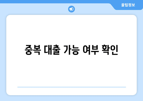 중복 대출 가능 여부 확인