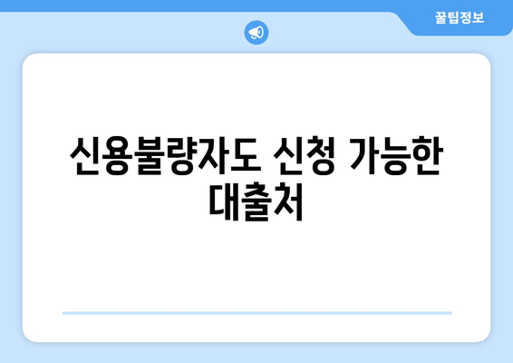 신용불량자도 신청 가능한 대출처