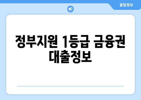 정부지원 1등급 금융권 대출정보