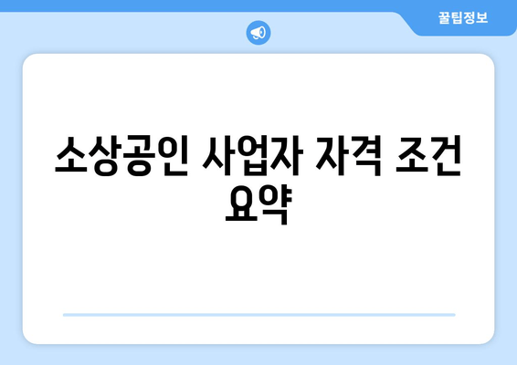 소상공인 사업자 자격 조건 요약