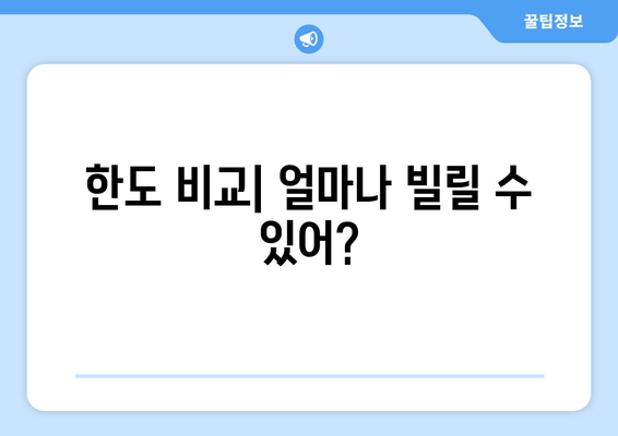 한도 비교| 얼마나 빌릴 수 있어?