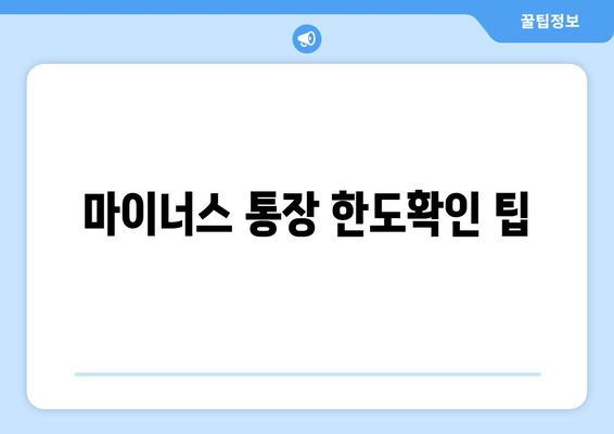 마이너스 통장 한도확인 팁