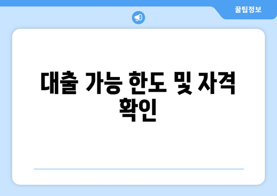 대출 가능 한도 및 자격 확인