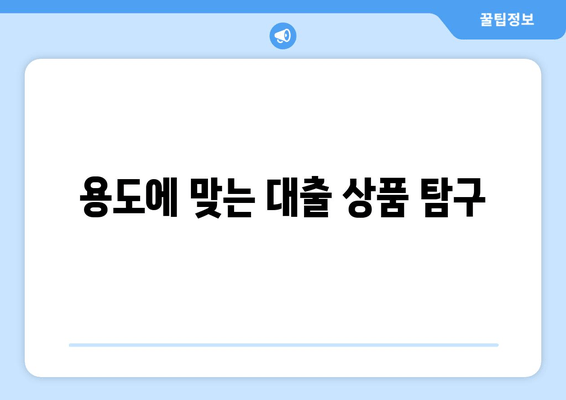 용도에 맞는 대출 상품 탐구