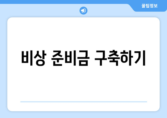 비상 준비금 구축하기