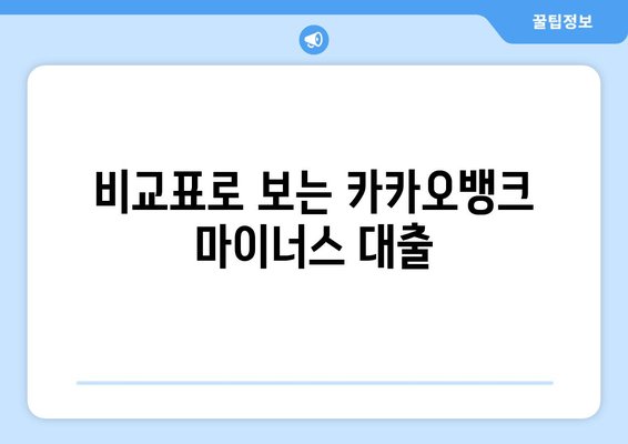 비교표로 보는 카카오뱅크 마이너스 대출