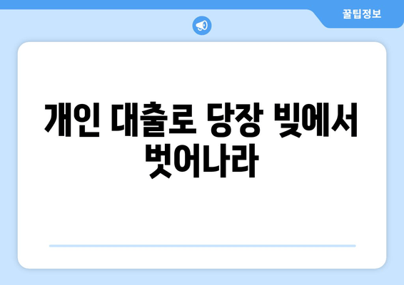 개인 대출로 당장 빚에서 벗어나라