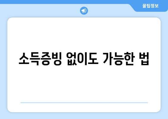 소득증빙 없이도 가능한 법