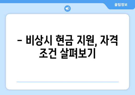 - 비상시 현금 지원, 자격 조건 살펴보기