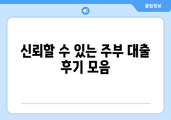 신뢰할 수 있는 주부 대출 후기 모음