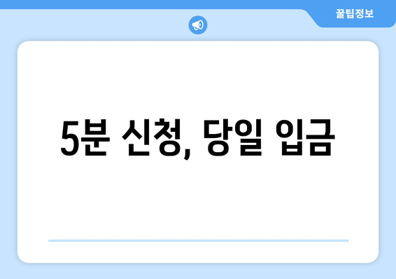 5분 신청, 당일 입금