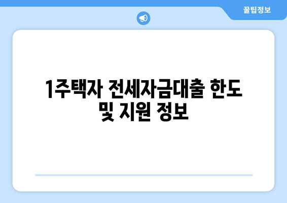 1주택자 전세자금대출 한도 및 지원 정보