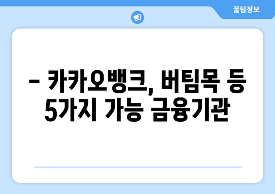 - 카카오뱅크, 버팀목 등 5가지 가능 금융기관