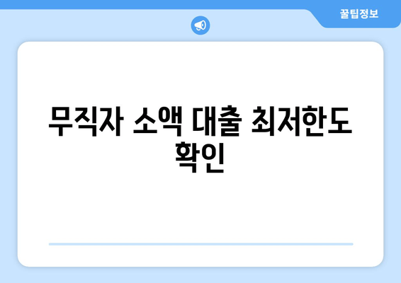 무직자 소액 대출 최저한도 확인