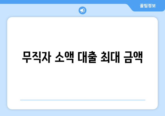 무직자 소액 대출 최대 금액