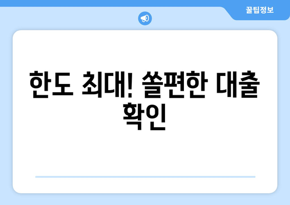 한도 최대! 쏠편한 대출 확인