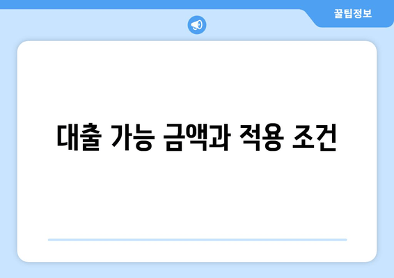 대출 가능 금액과 적용 조건