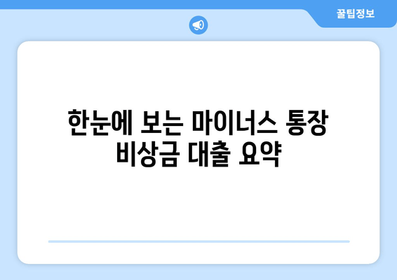 한눈에 보는 마이너스 통장 비상금 대출 요약