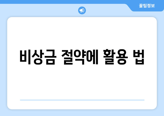 비상금 절약에 활용 법