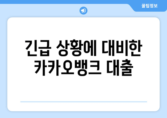 긴급 상황에 대비한 카카오뱅크 대출