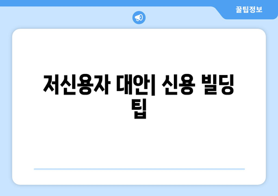 저신용자 대안| 신용 빌딩 팁