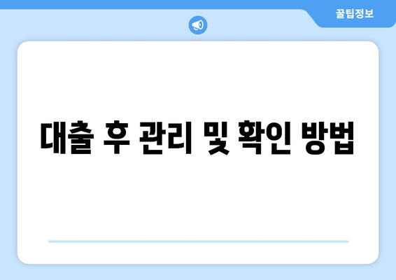 대출 후 관리 및 확인 방법