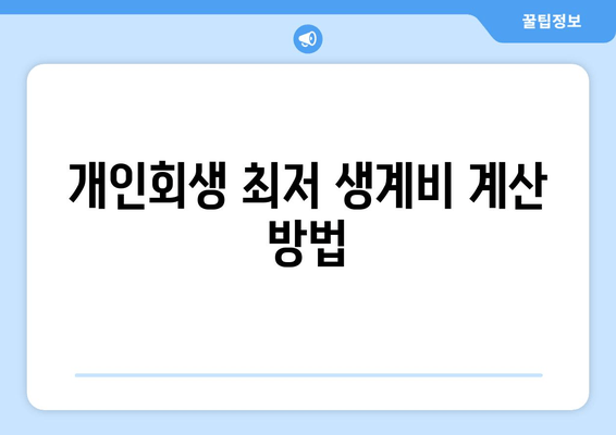 개인회생 최저 생계비 계산 방법