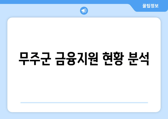 무주군 금융지원 현황 분석