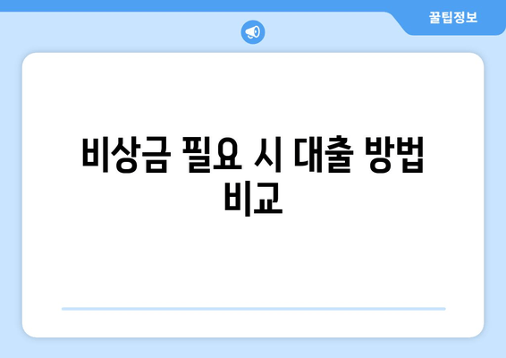 비상금 필요 시 대출 방법 비교