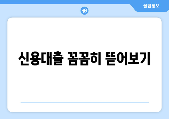 신용대출 꼼꼼히 뜯어보기