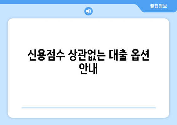 신용점수 상관없는 대출 옵션 안내