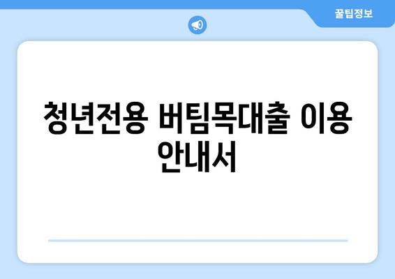 청년전용 버팀목대출 이용 안내서