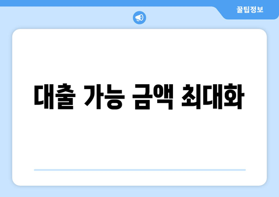 대출 가능 금액 최대화