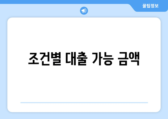 조건별 대출 가능 금액