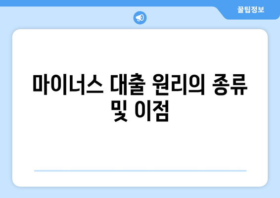 마이너스 대출 원리의 종류 및 이점