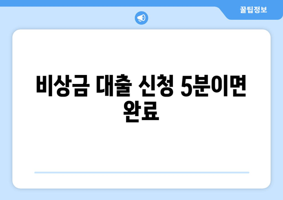 비상금 대출 신청 5분이면 완료