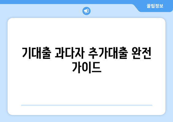 기대출 과다자 추가대출 완전 가이드