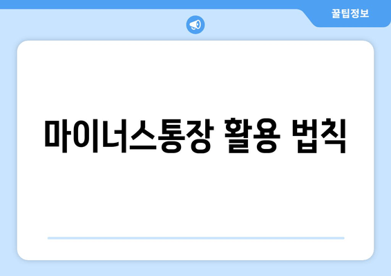 마이너스통장 활용 법칙