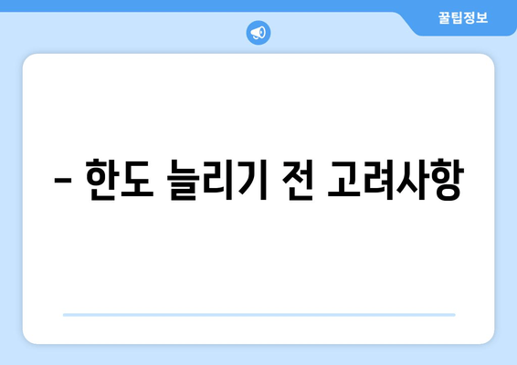 - 한도 늘리기 전 고려사항