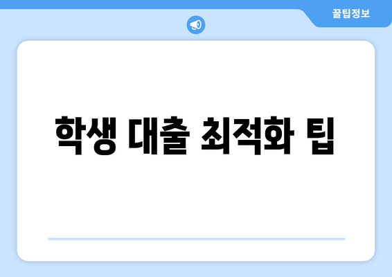 학생 대출 최적화 팁