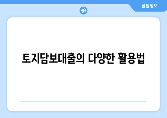 토지담보대출의 다양한 활용법