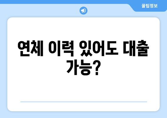 연체 이력 있어도 대출 가능?