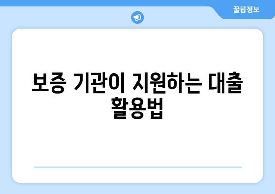 보증 기관이 지원하는 대출 활용법